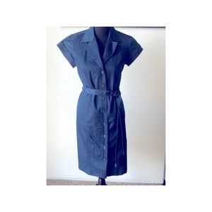 Button down, blu-jean dress w/ wrap tie made by Evan-Picone.